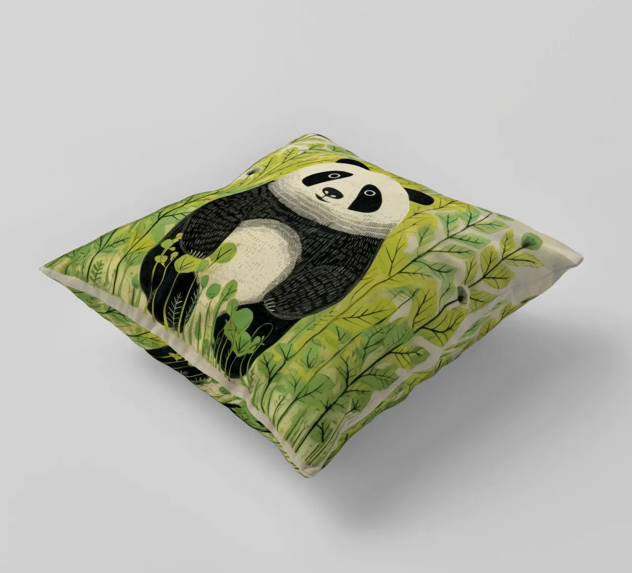 Panda verde 3 cuscino da Minimal Animal Art