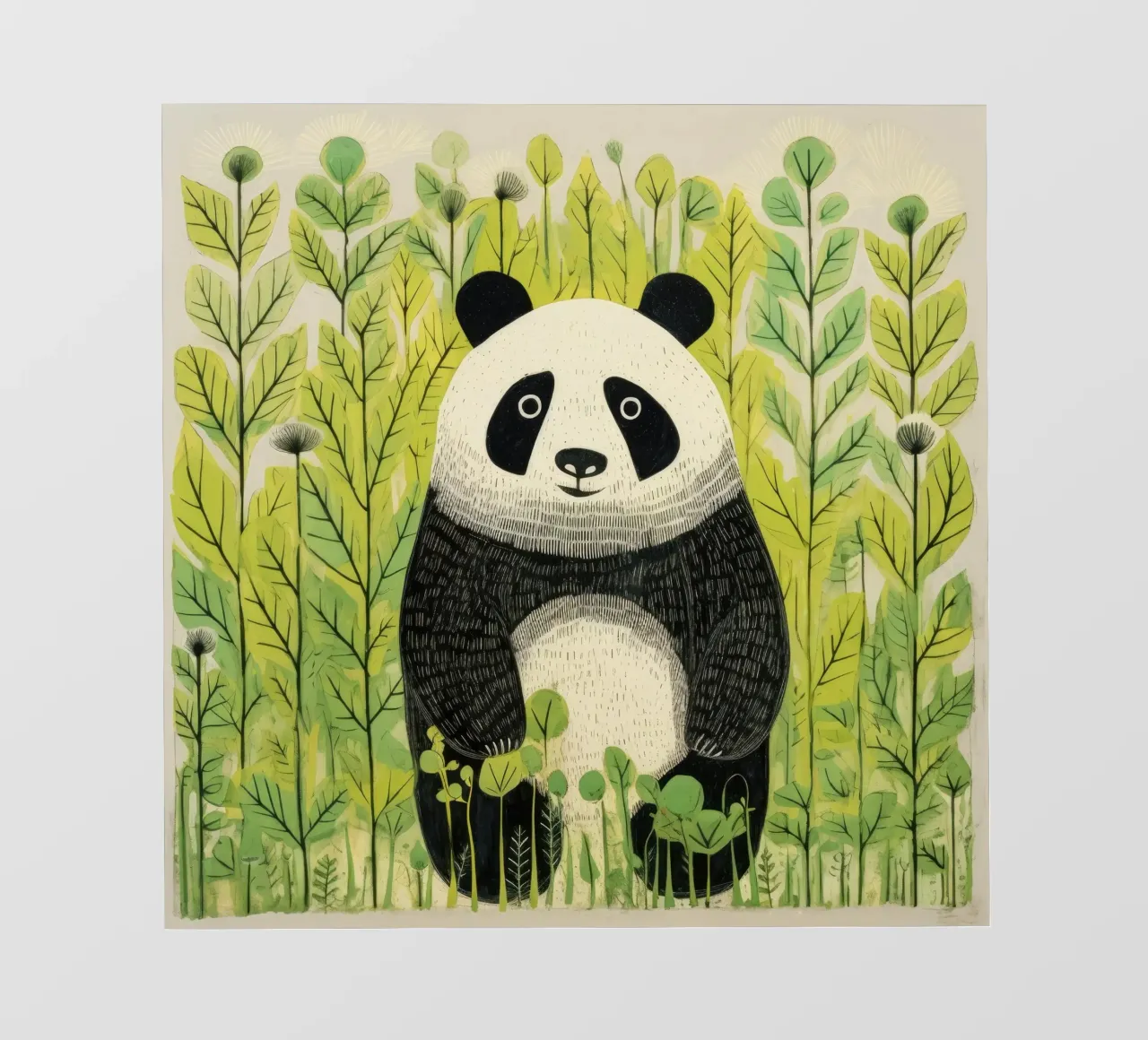 Panda verde 3 pellicola backlit da Minimal Animal Art