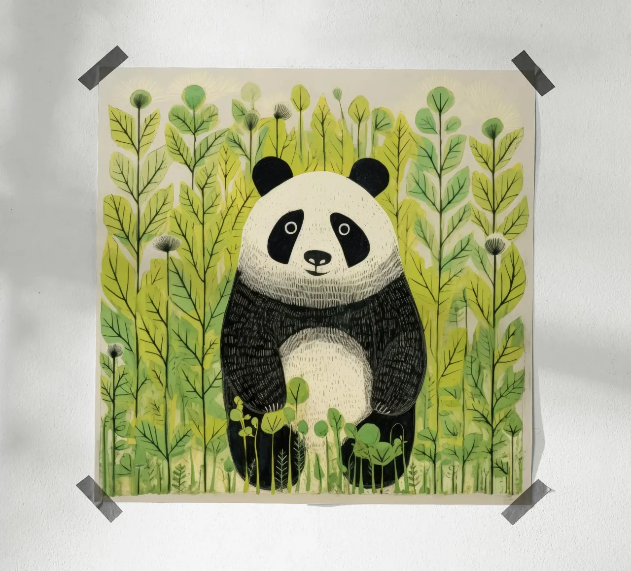 Panda verde poster da Minimal Animal Art