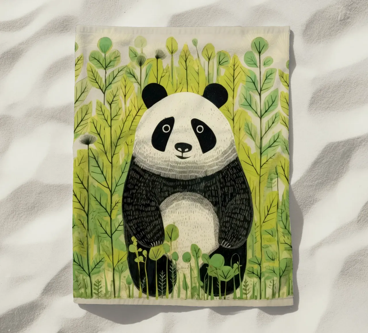 Panda verde 3 telo mare da Minimal Animal Art