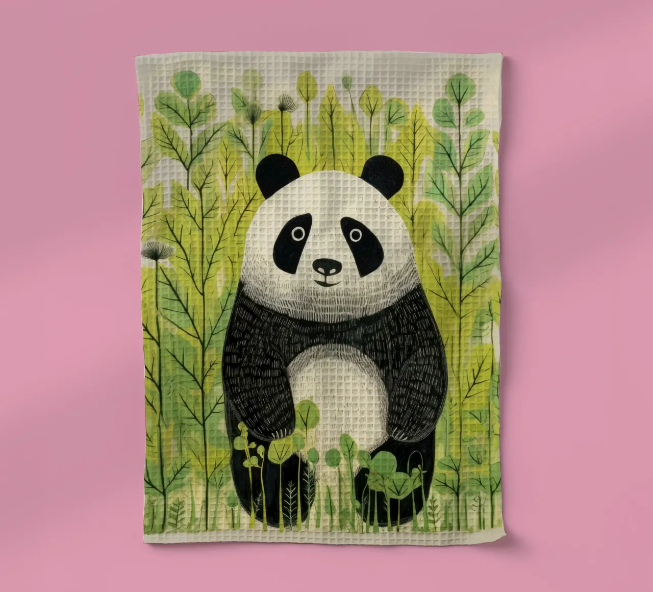 Panda verde 3 canovaccio da cucina da Minimal Animal Art