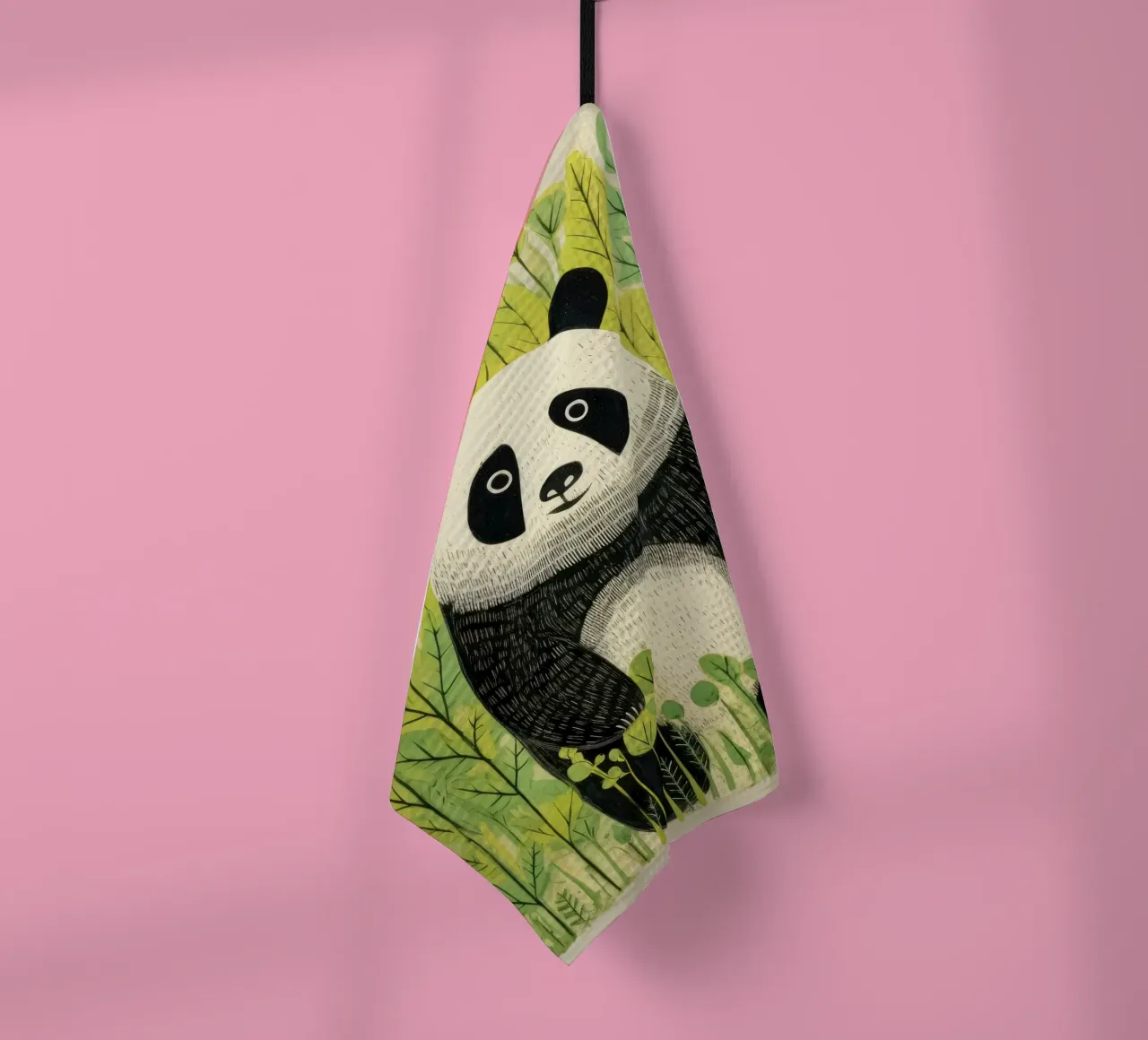 Panda verde 3 canovaccio da cucina da Minimal Animal Art