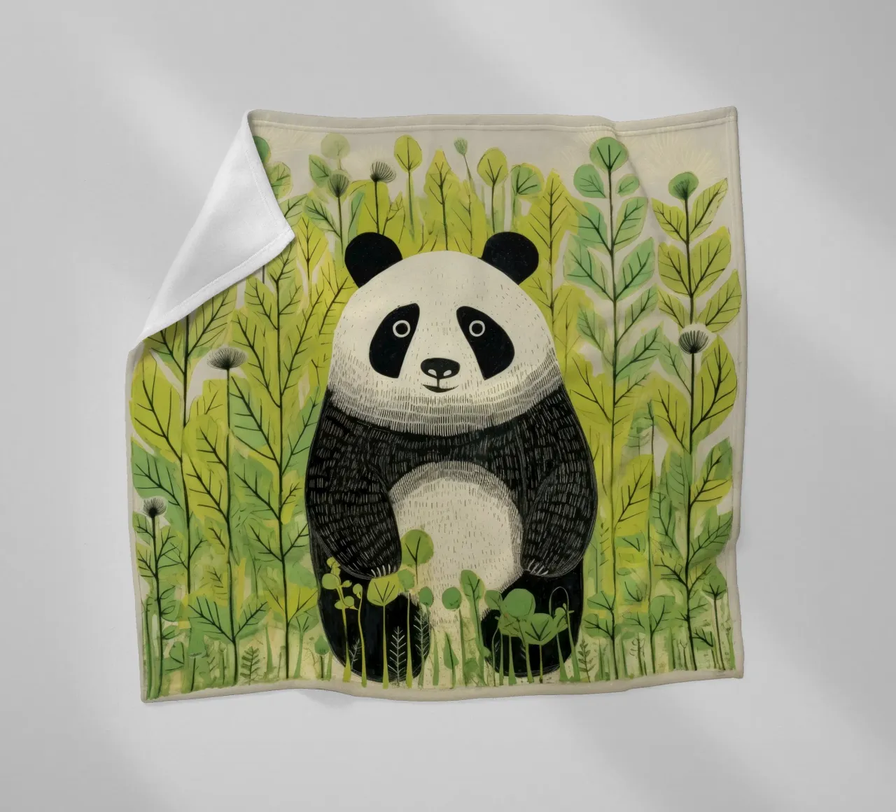 Panda verde 3 coperta in pile da Minimal Animal Art