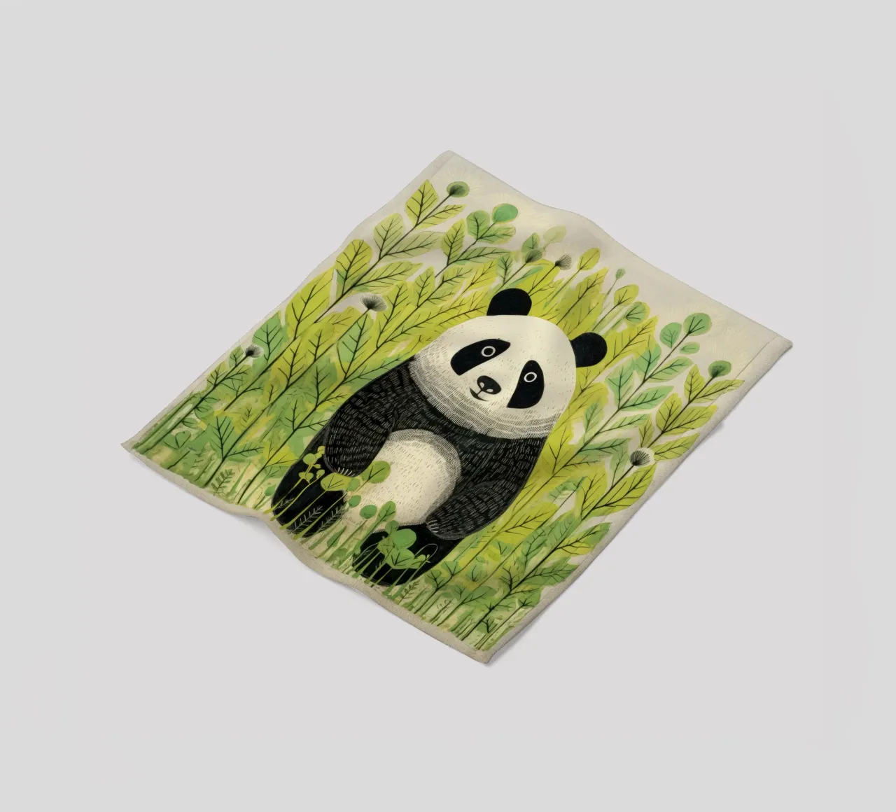 Panda verde 3 coperta in pile da Minimal Animal Art