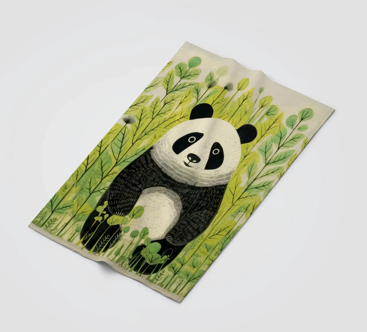 Panda verde 3 coperta in pile da Minimal Animal Art