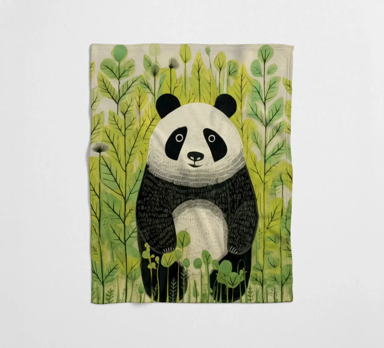 Panda verde 3 coperta in pile da Minimal Animal Art