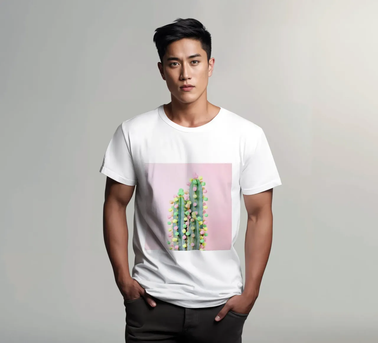 Marshmallow Cactus in Bloom t-shirt by Juj Winn