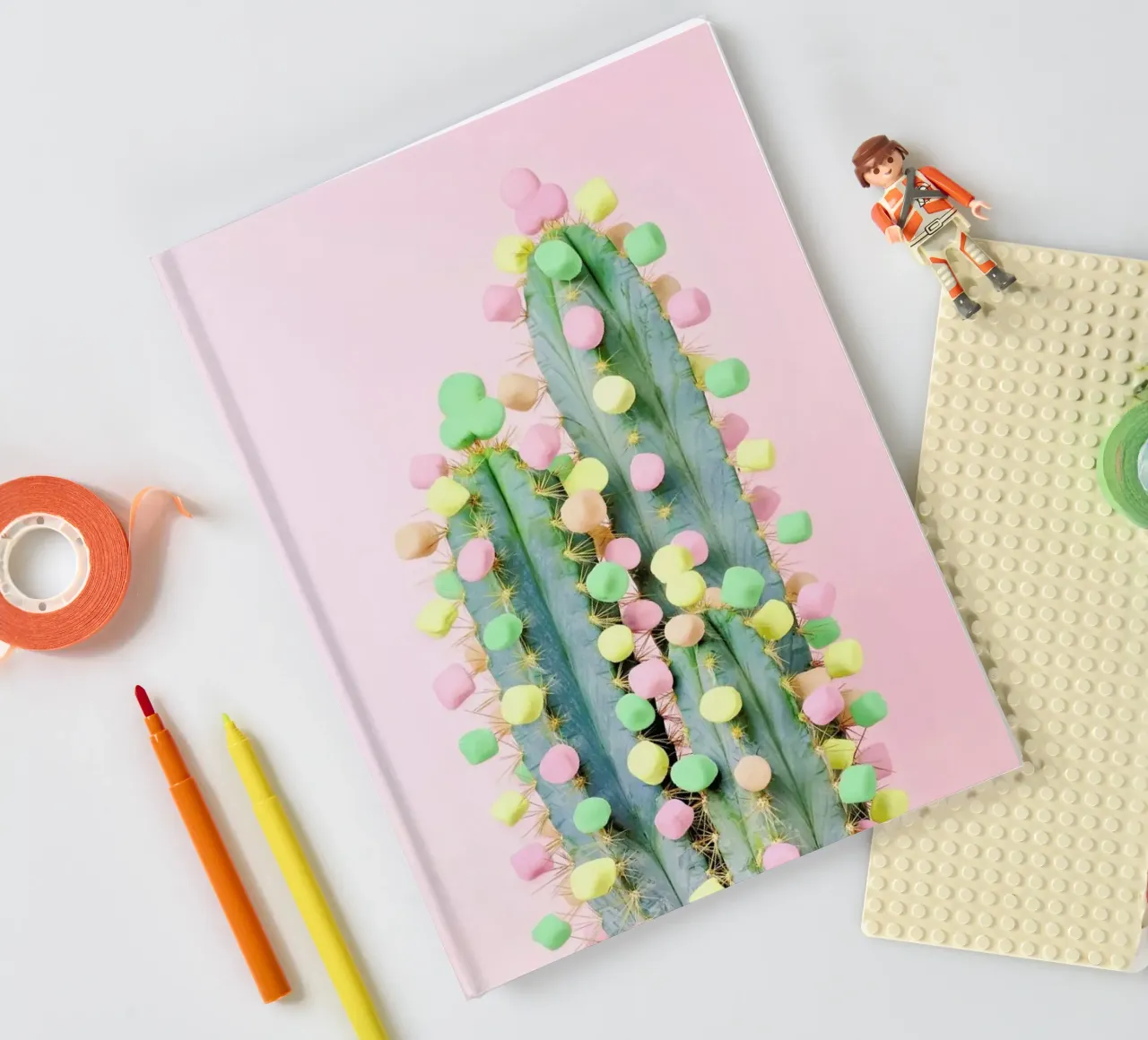Marshmallow Cactus in Bloom notebook by Juj Winn