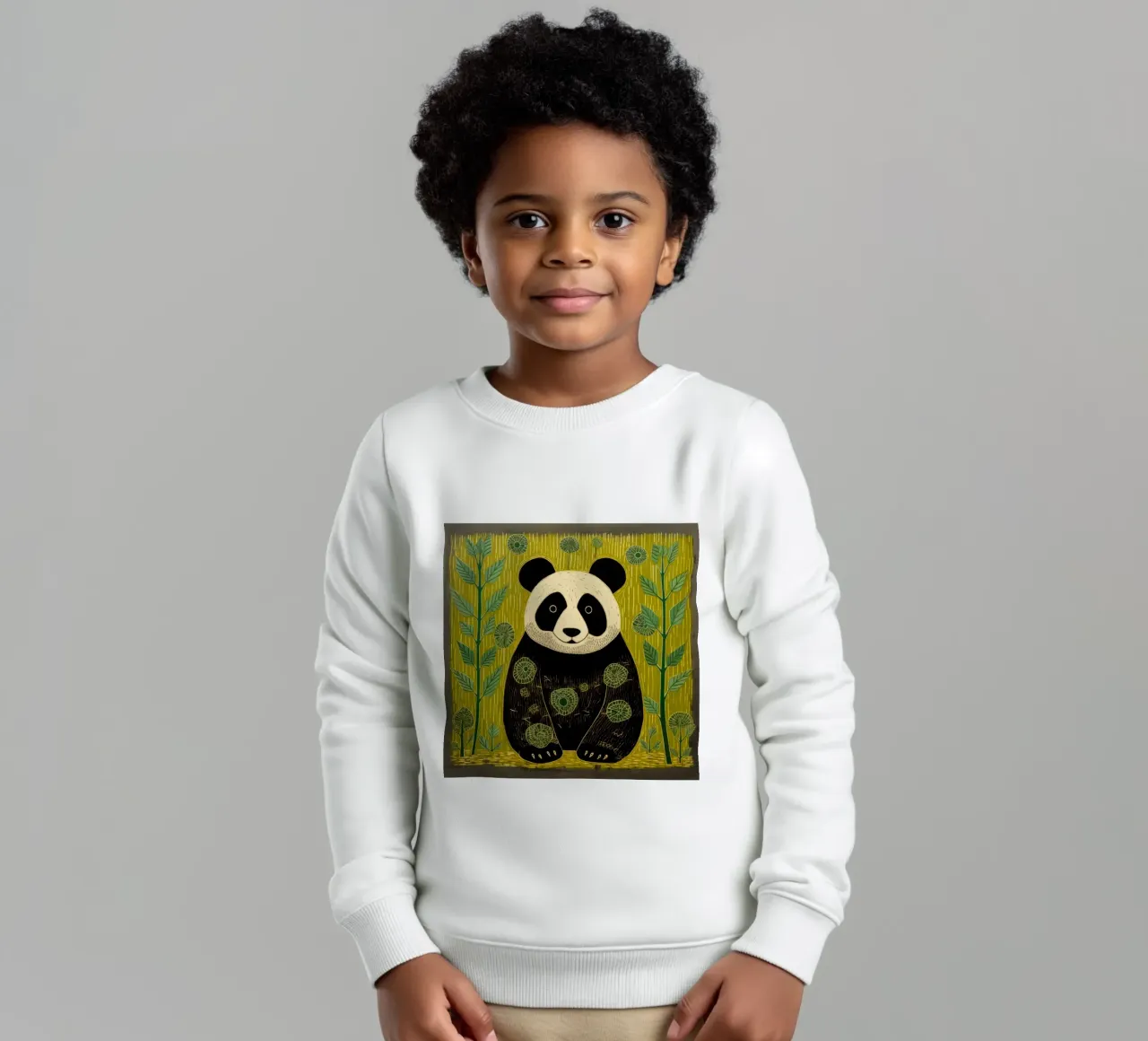 Panda verde 4 felpa bambino da Minimal Animal Art