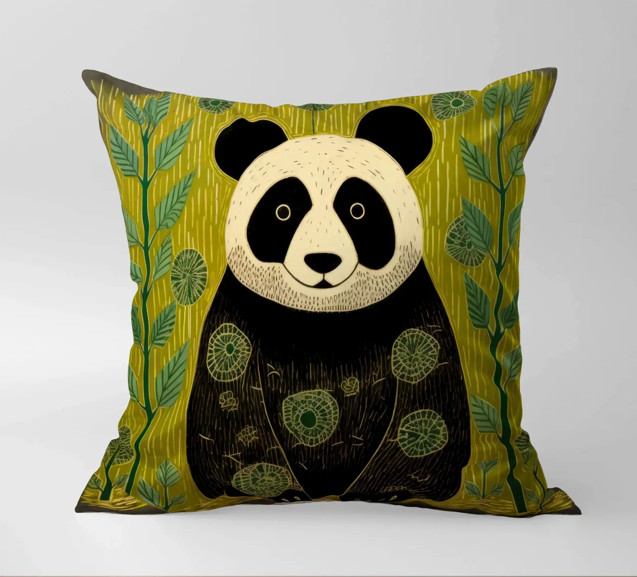 Panda verde 4 cuscino da Minimal Animal Art