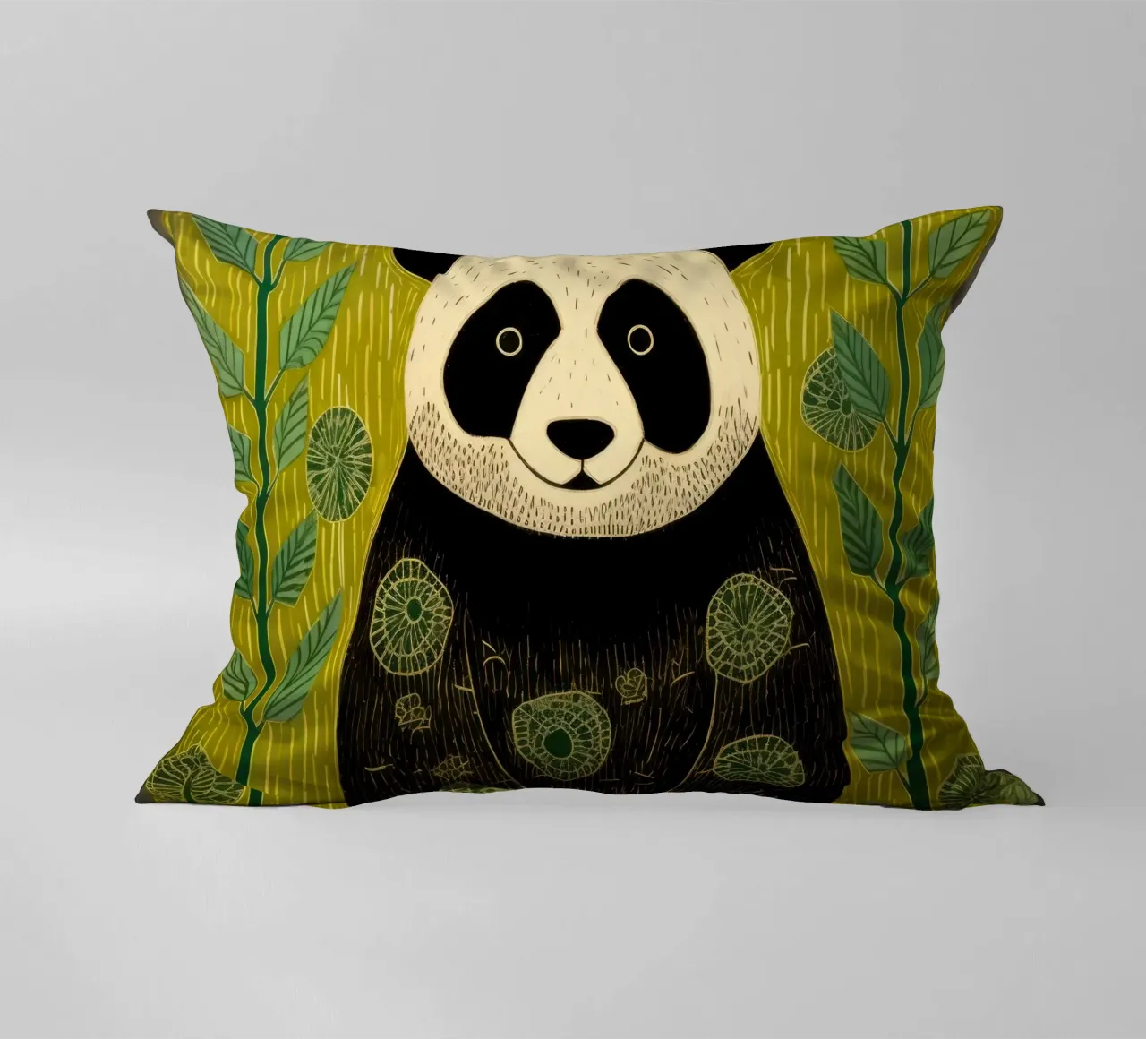 Panda verde 4 cuscino da Minimal Animal Art