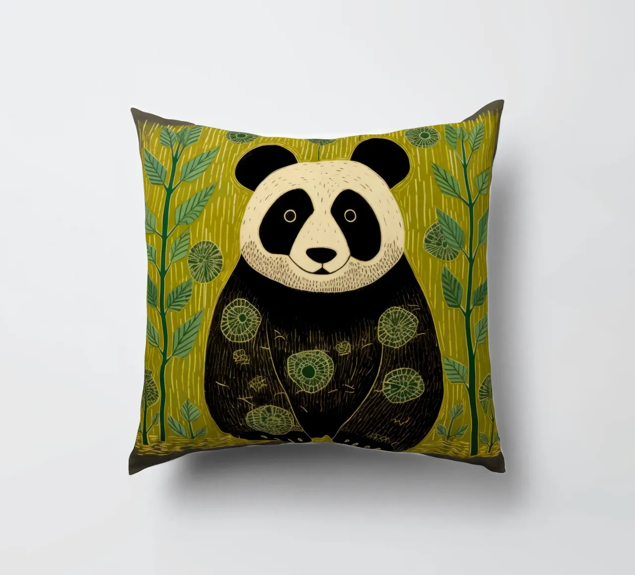 Panda verde 4 cuscino da Minimal Animal Art