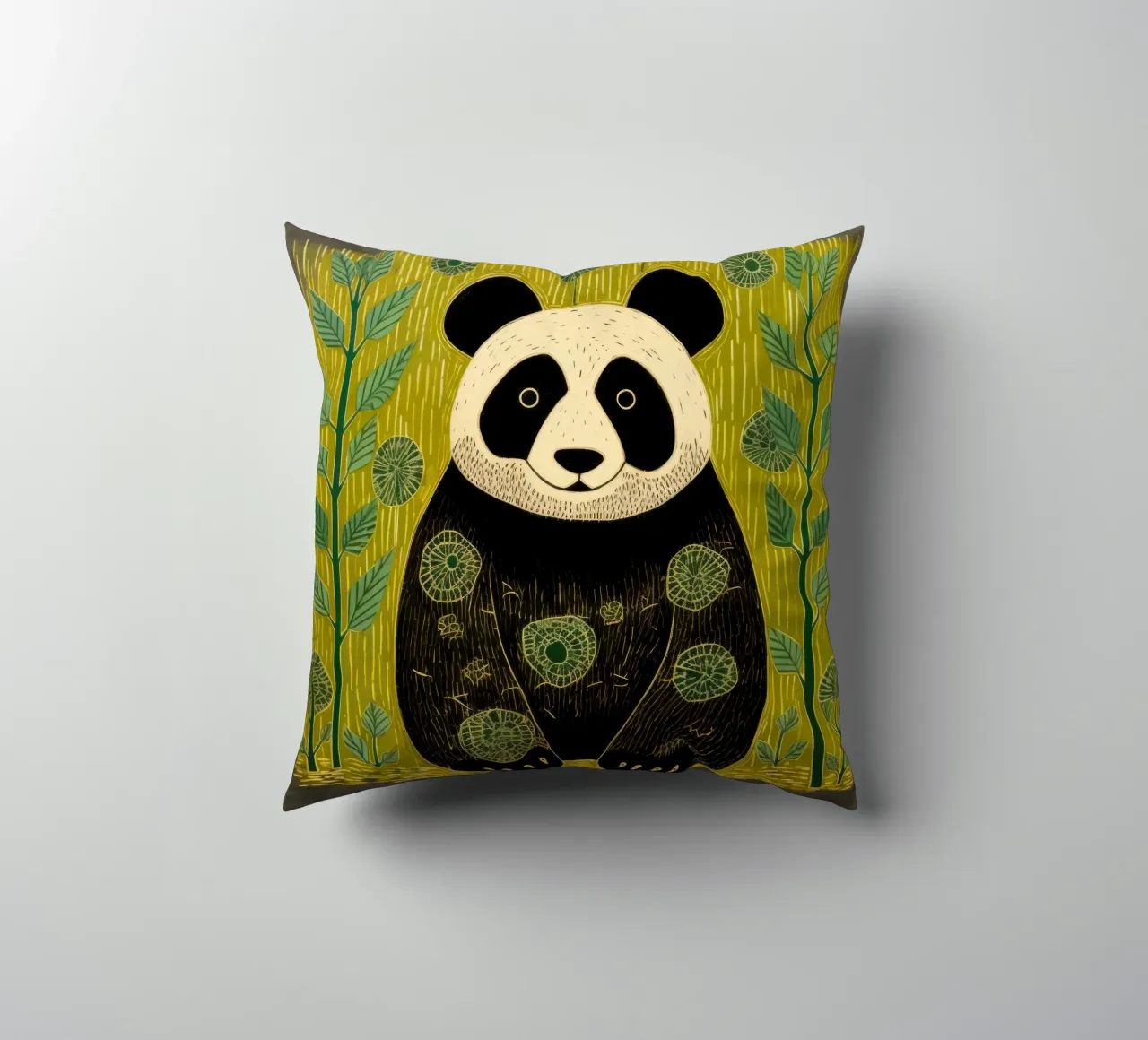 Panda verde 4 cuscino da Minimal Animal Art