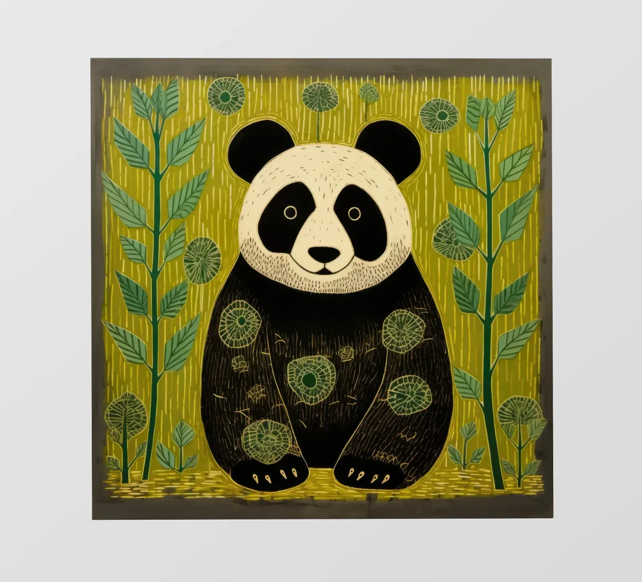 Panda verde 4 pellicola backlit da Minimal Animal Art