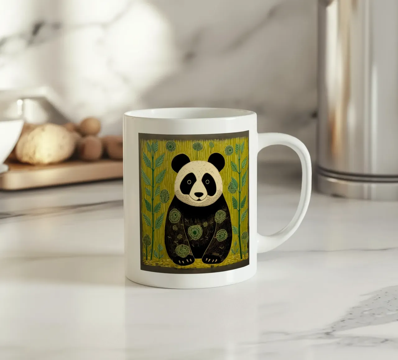 Panda verde 4 tazza in ceramica da Minimal Animal Art