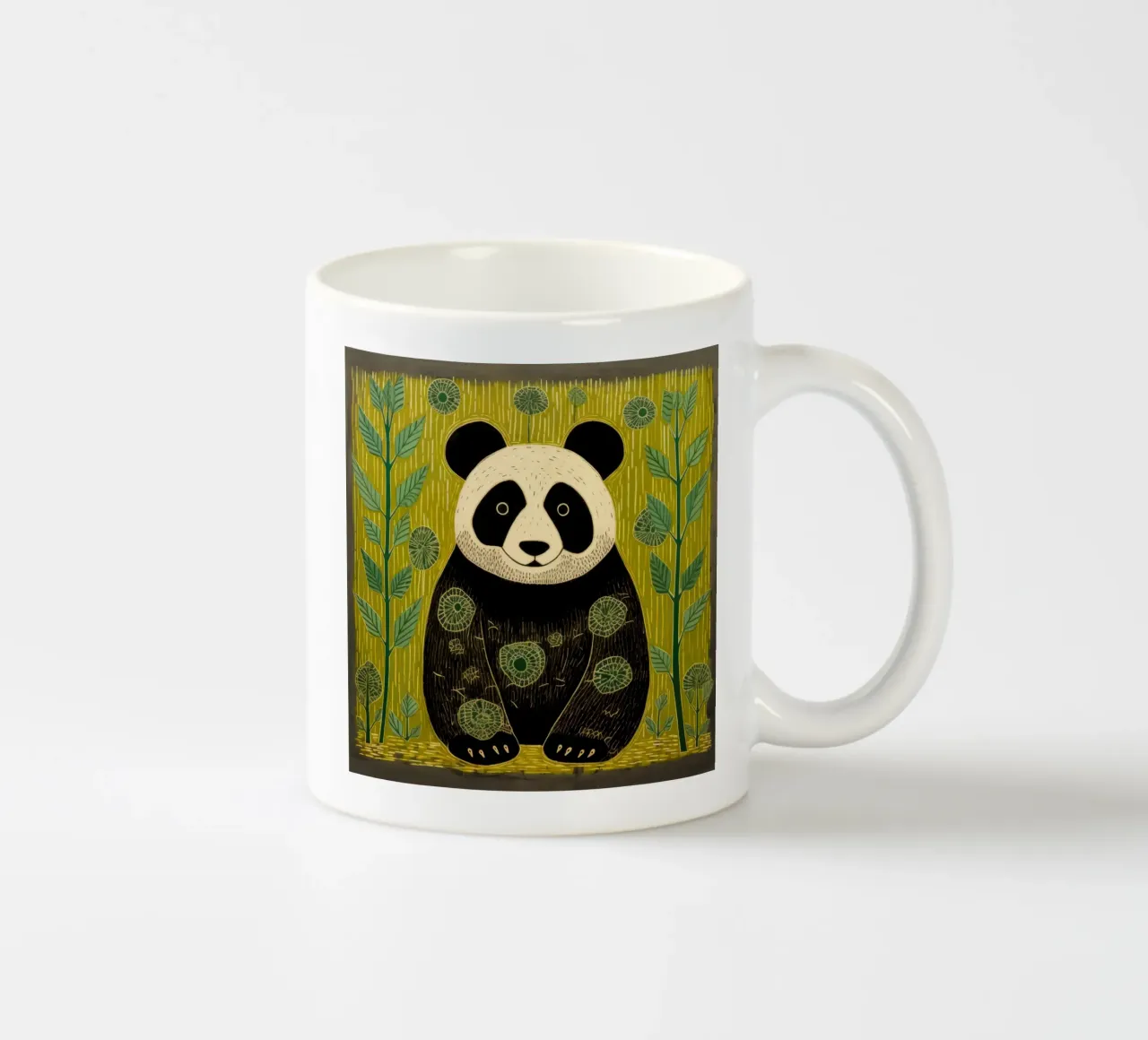 Panda verde 4 tazza in ceramica da Minimal Animal Art