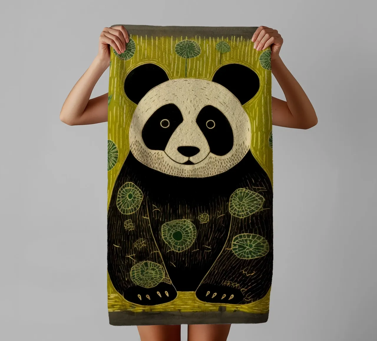 Panda verde 4 asciugamano da bagno da Minimal Animal Art
