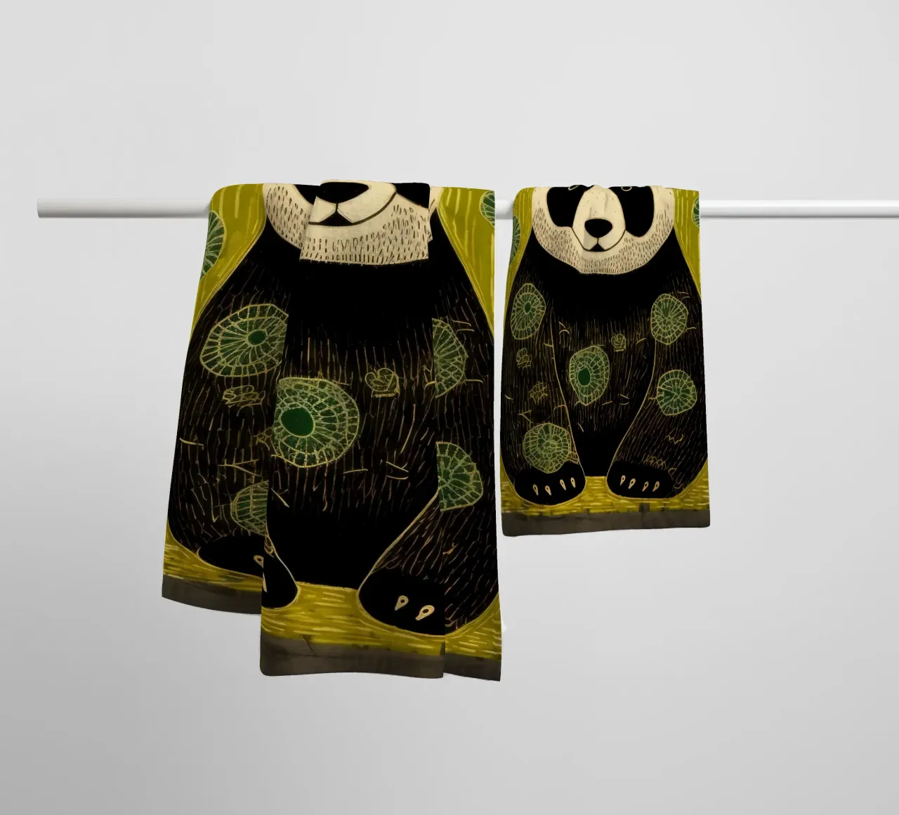 Panda verde 4 asciugamano da bagno da Minimal Animal Art