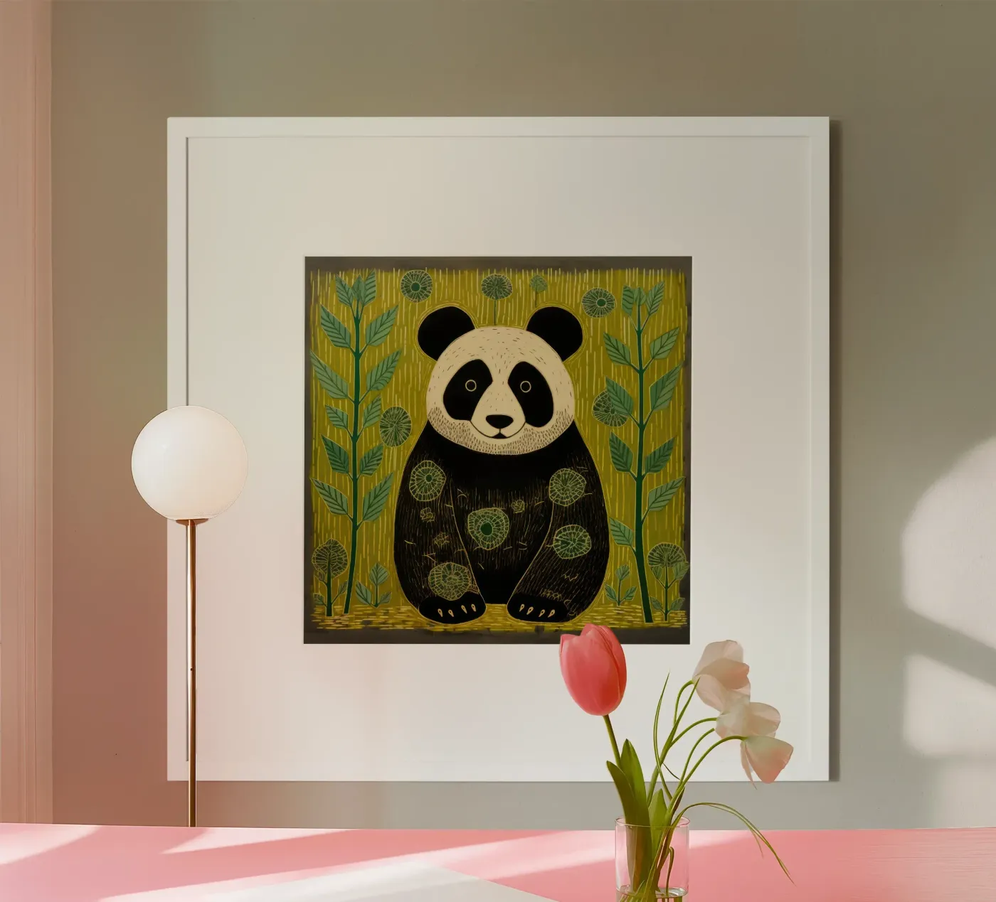 Green Panda poster da Minimal Animal Art