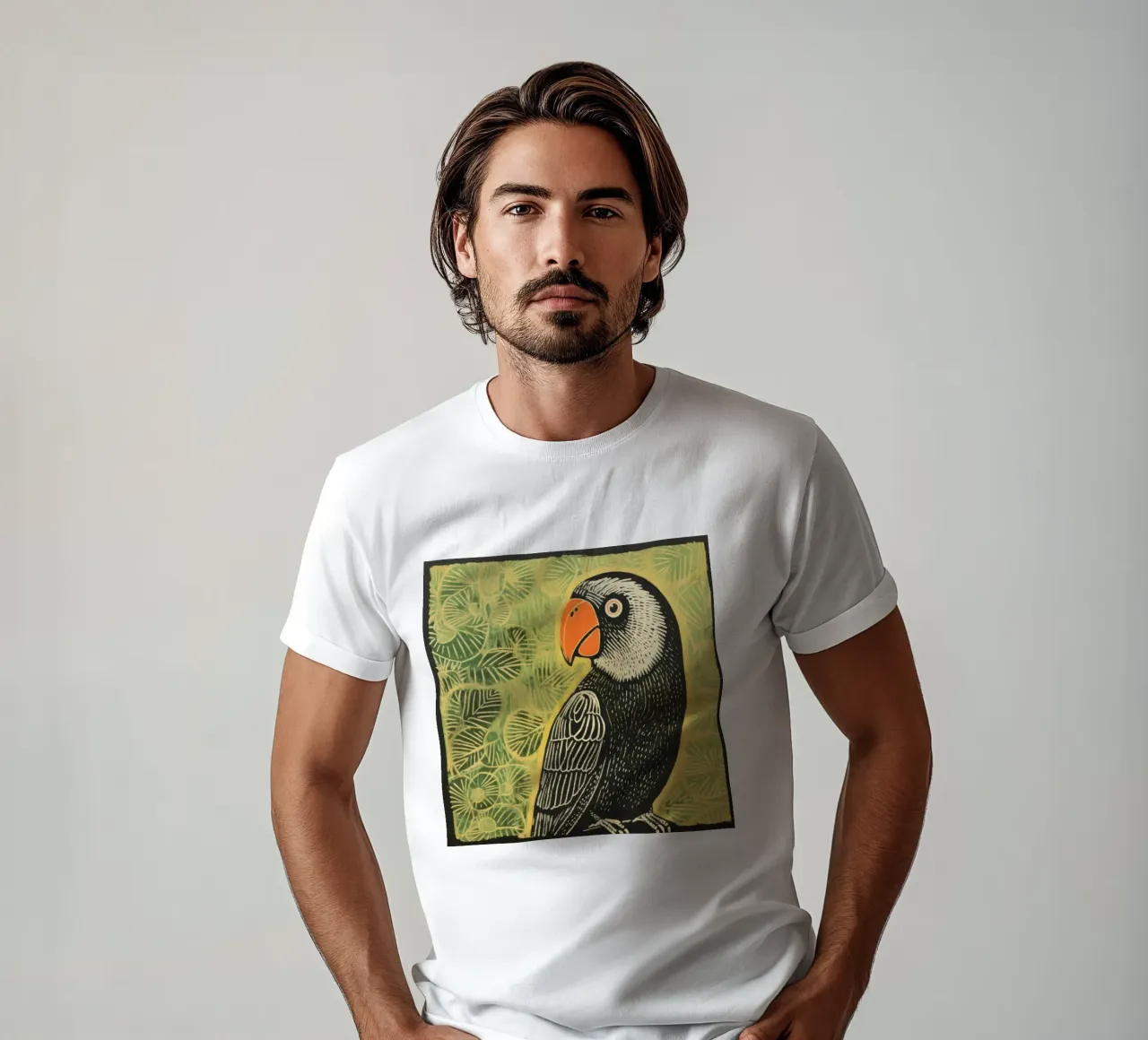 Pappagallo verde 1 t-shirt da Minimal Animal Art