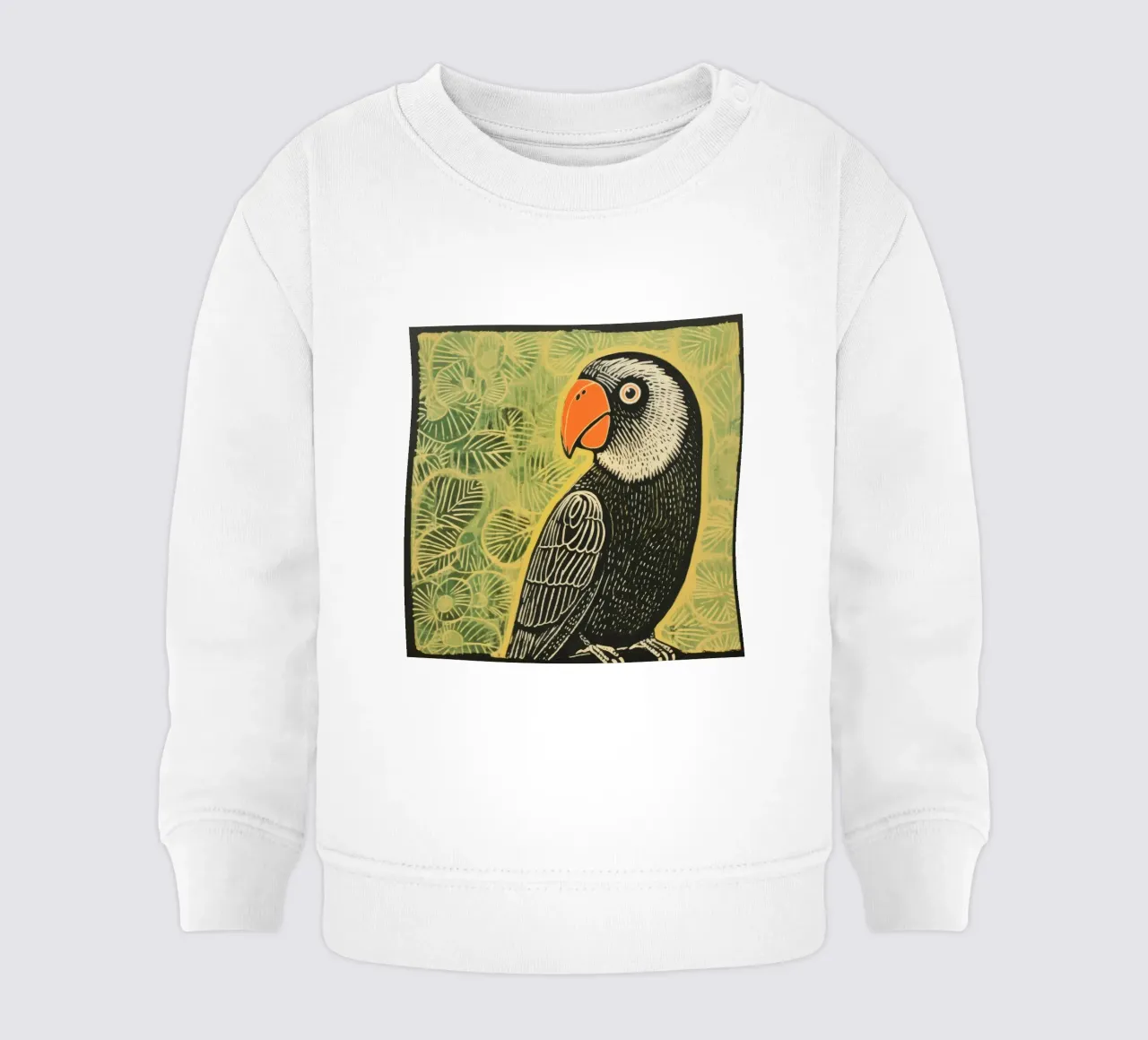 Pappagallo verde 1 felpa neonato da Minimal Animal Art