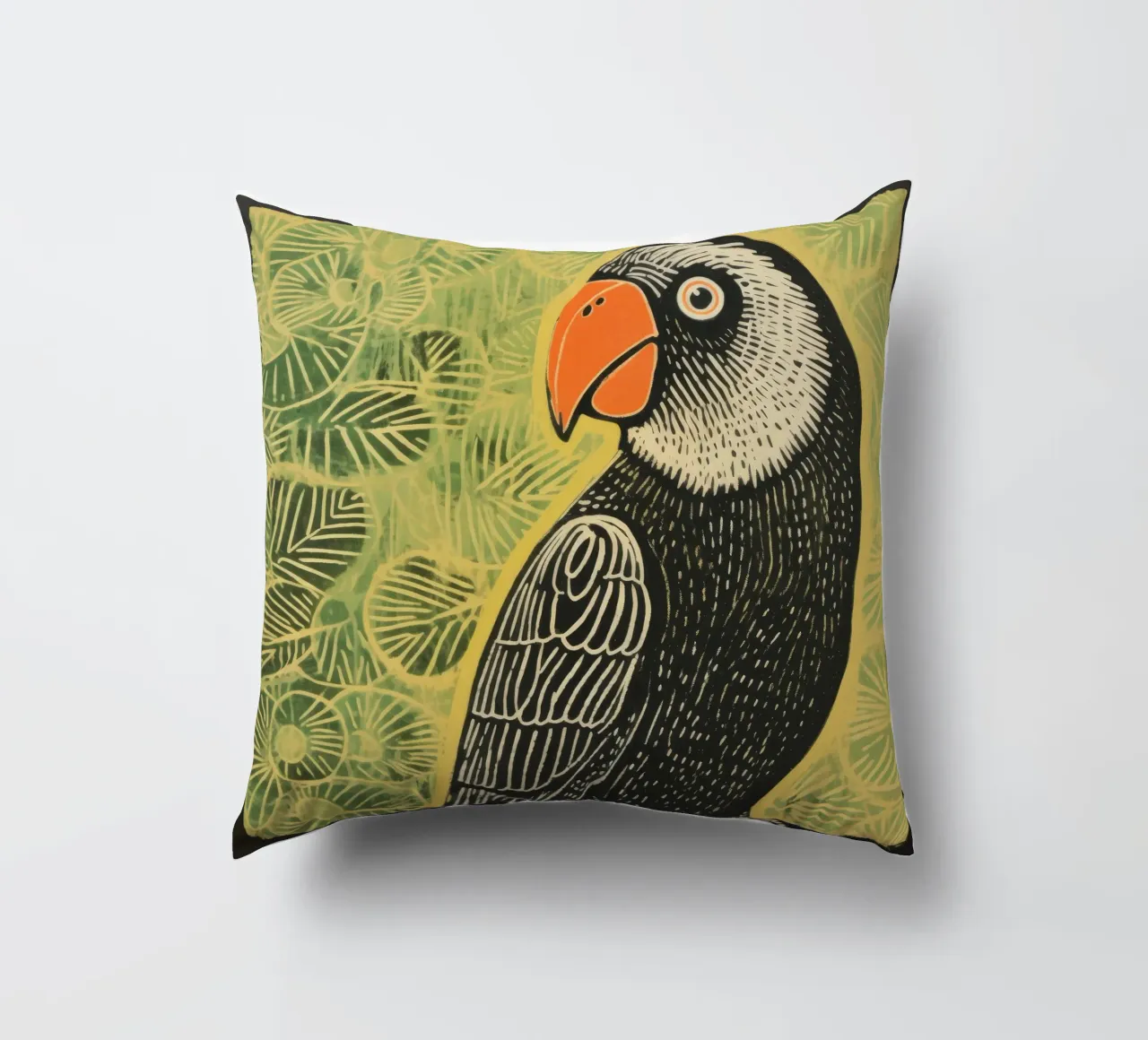Pappagallo verde 1 cuscino da Minimal Animal Art