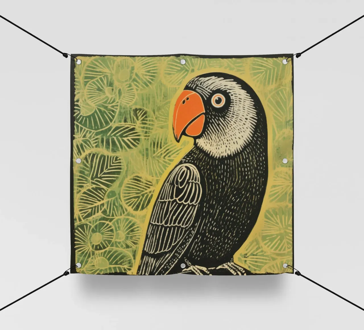 Pappagallo verde 1 telo in pvc da Minimal Animal Art