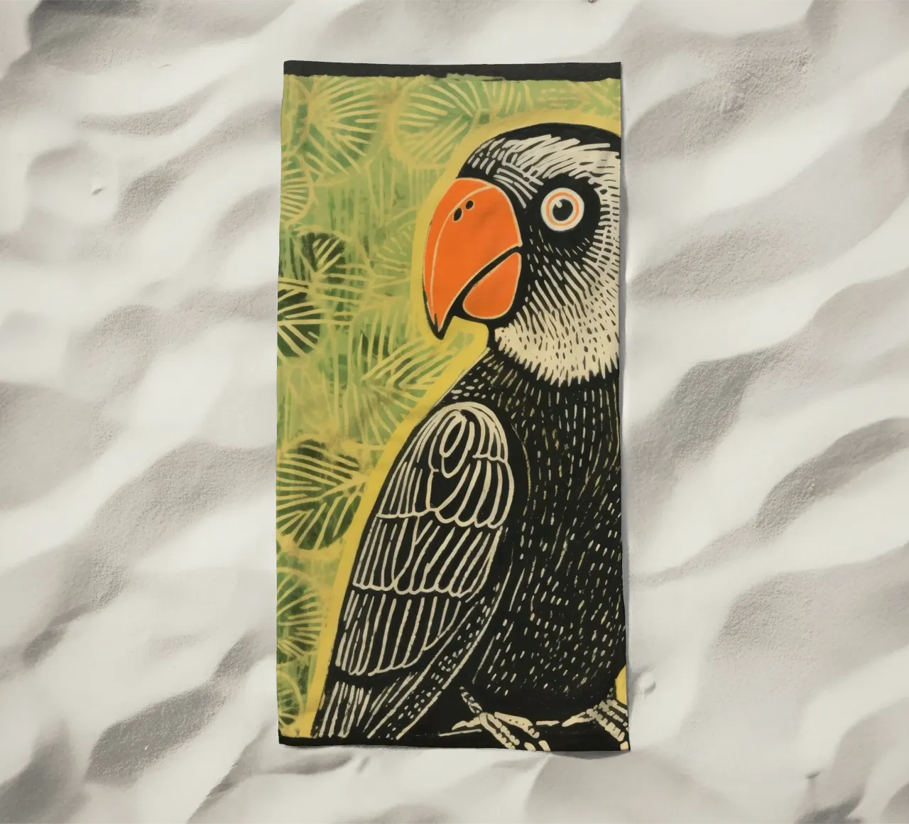 Pappagallo verde 1 telo mare da Minimal Animal Art