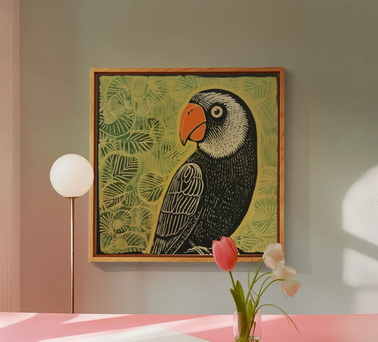 Pappagallo verde plexiglass da Minimal Animal Art