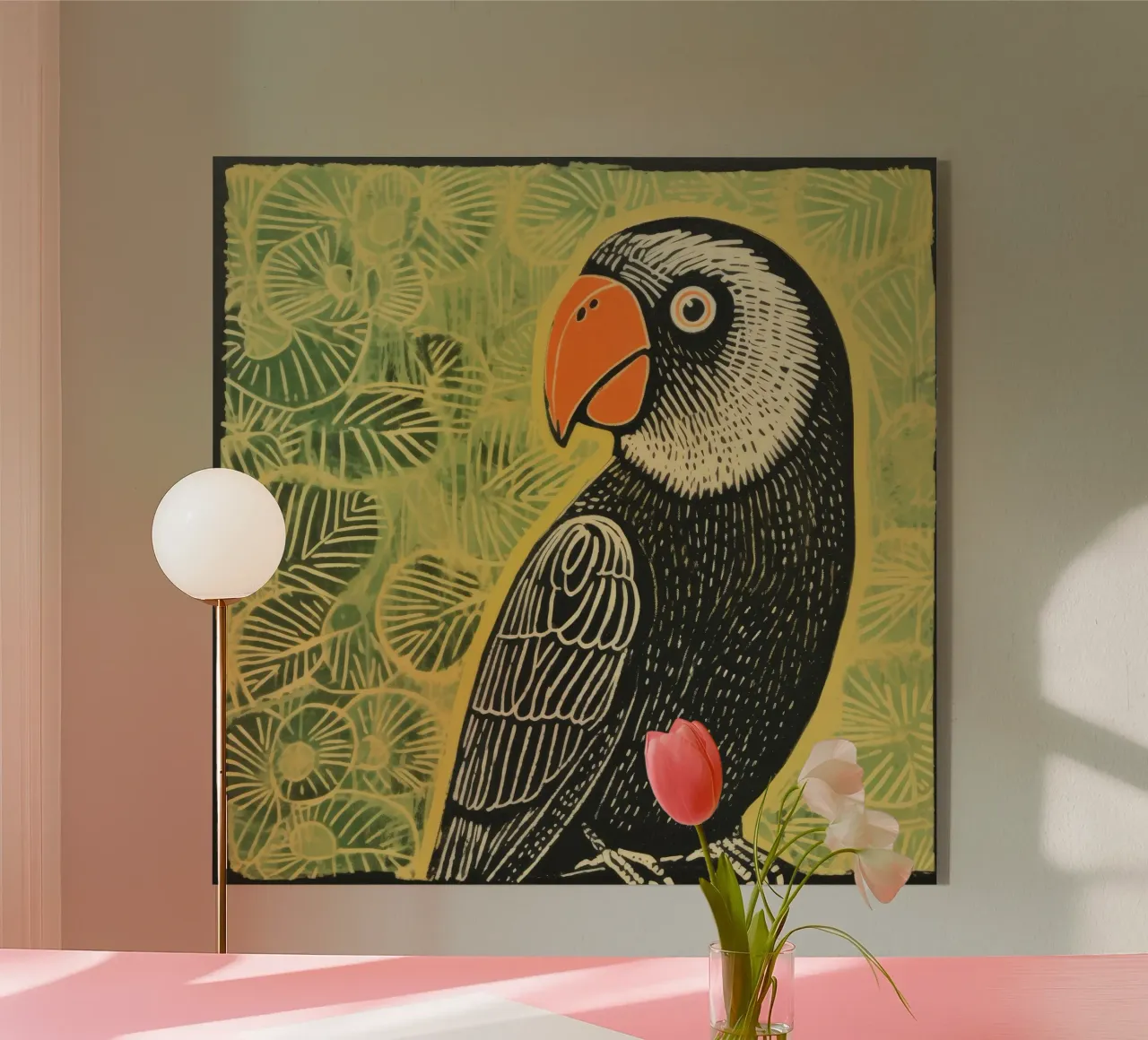 Pappagallo verde plexiglass da Minimal Animal Art