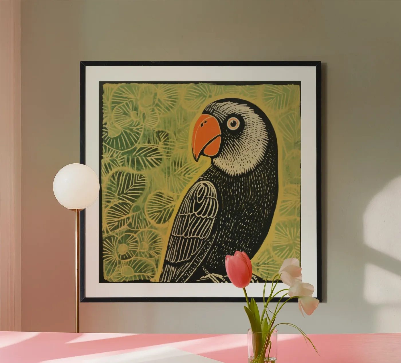 Pappagallo verde poster da Minimal Animal Art