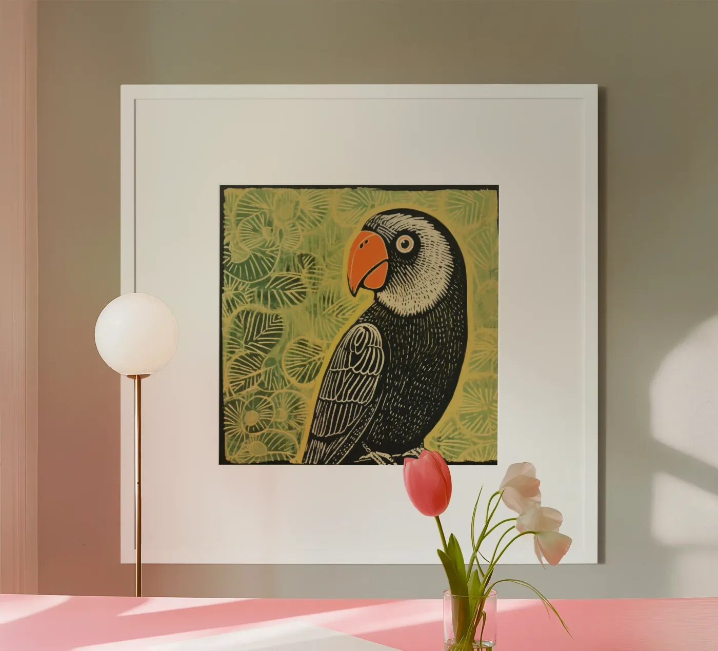 Pappagallo verde poster da Minimal Animal Art