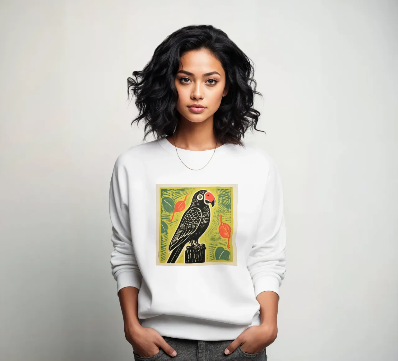 Pappagallo verde 2 felpa da Minimal Animal Art