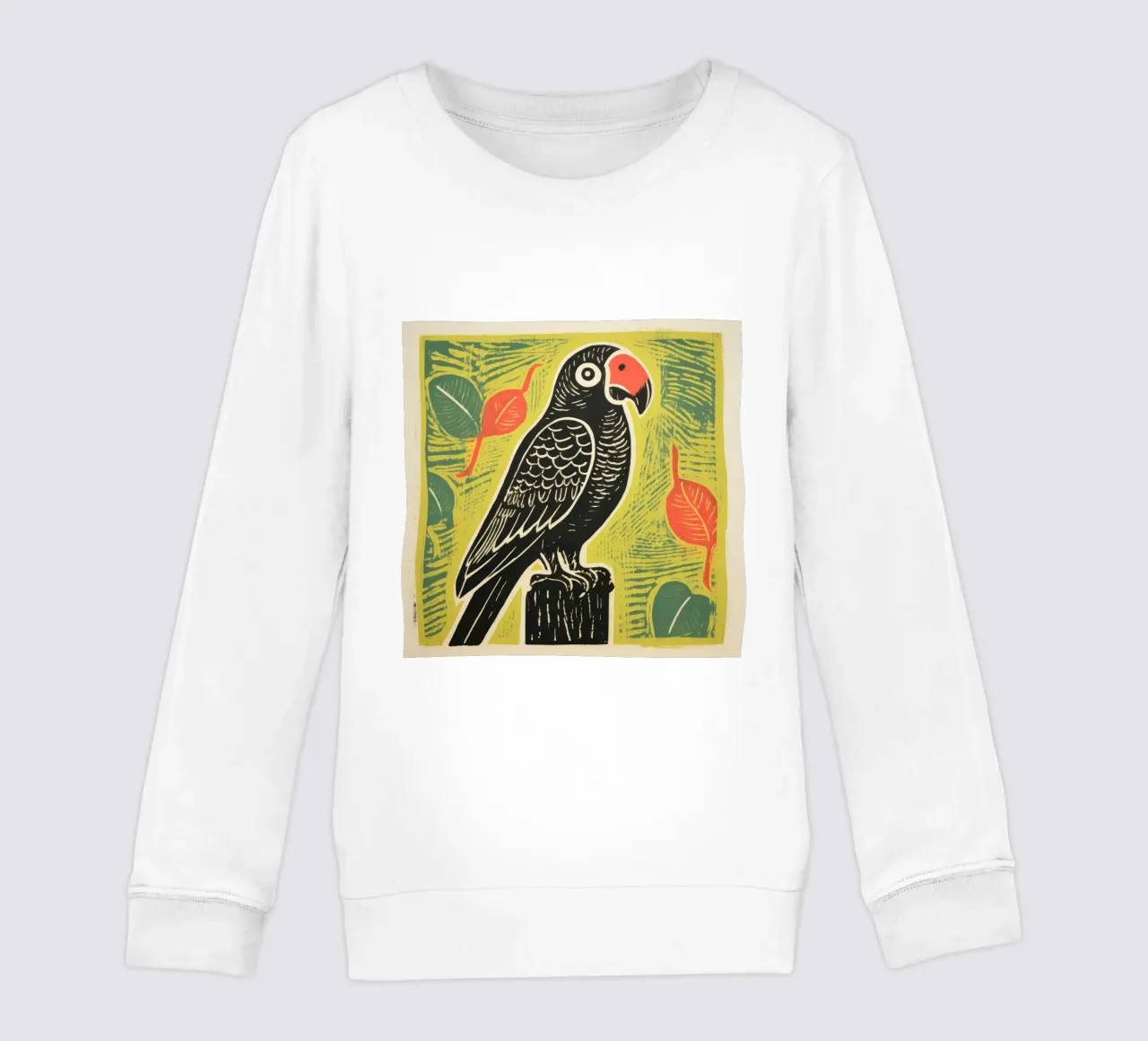 Pappagallo verde 2 felpa bambino da Minimal Animal Art