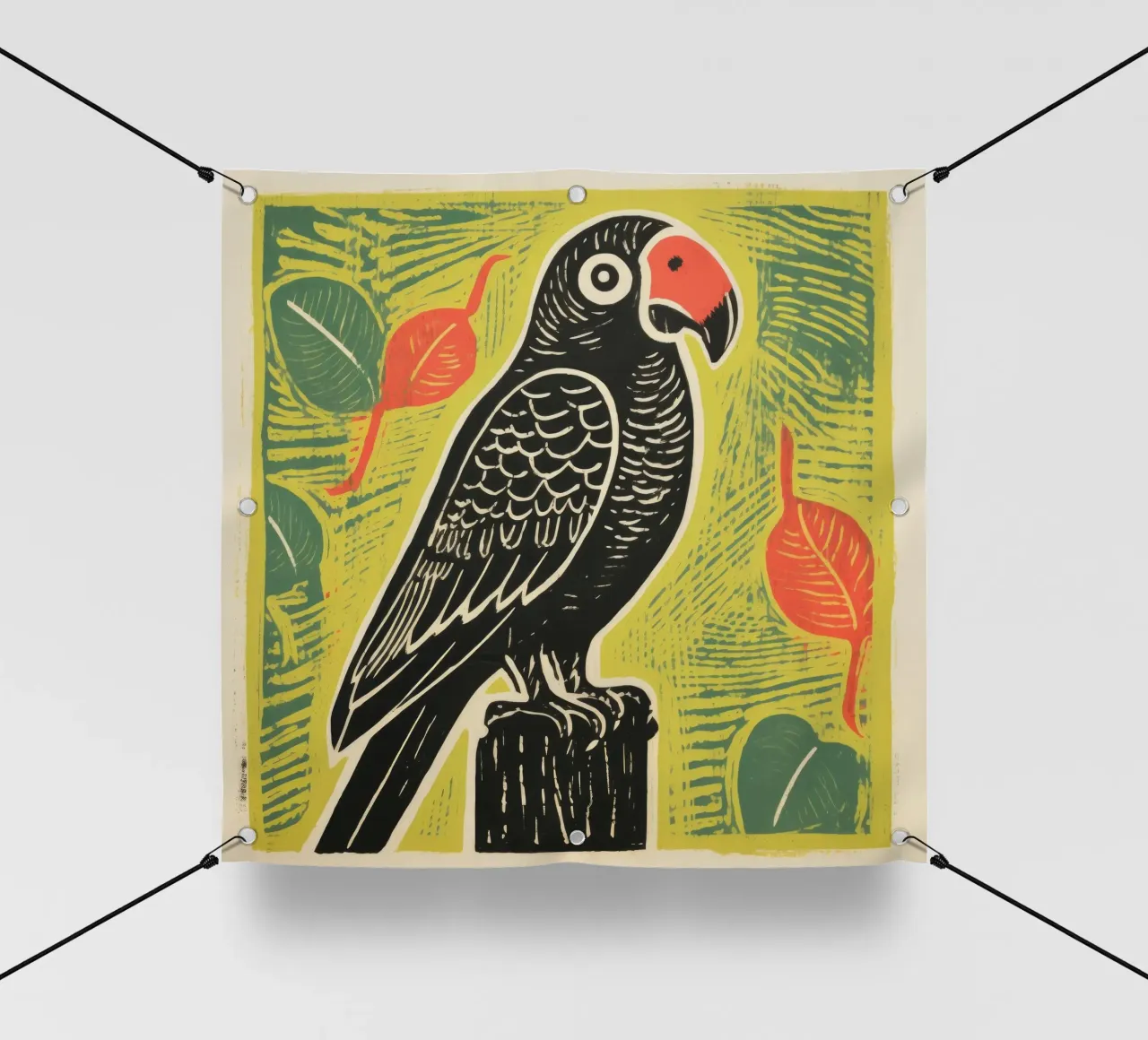 Pappagallo verde 2 telo in pvc da Minimal Animal Art