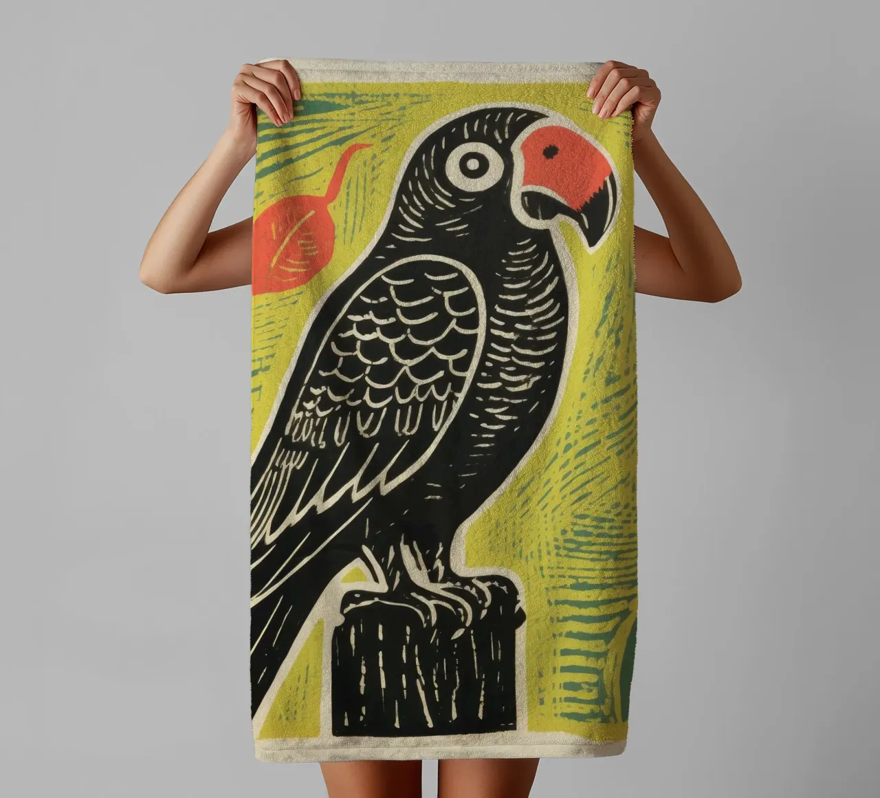 Pappagallo verde 2 asciugamano da bagno da Minimal Animal Art
