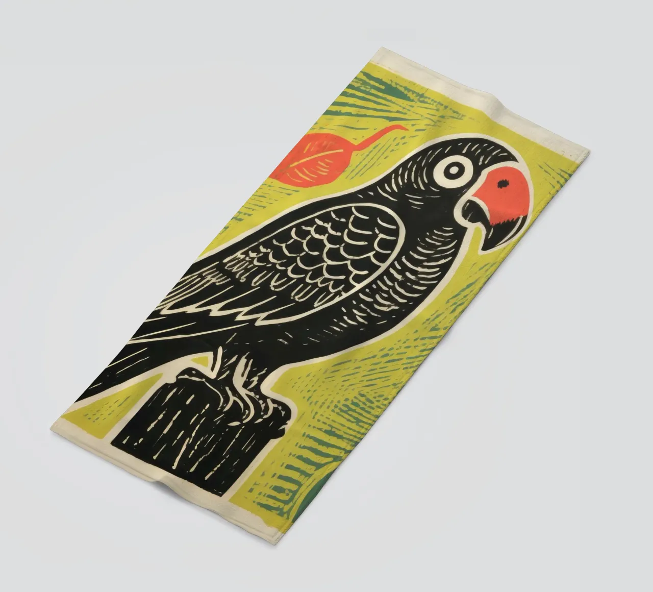 Pappagallo verde 2 telo mare da Minimal Animal Art