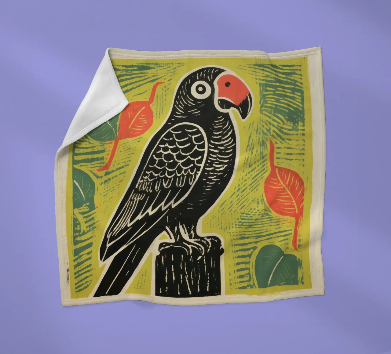 Pappagallo verde 2 coperta in pile da Minimal Animal Art