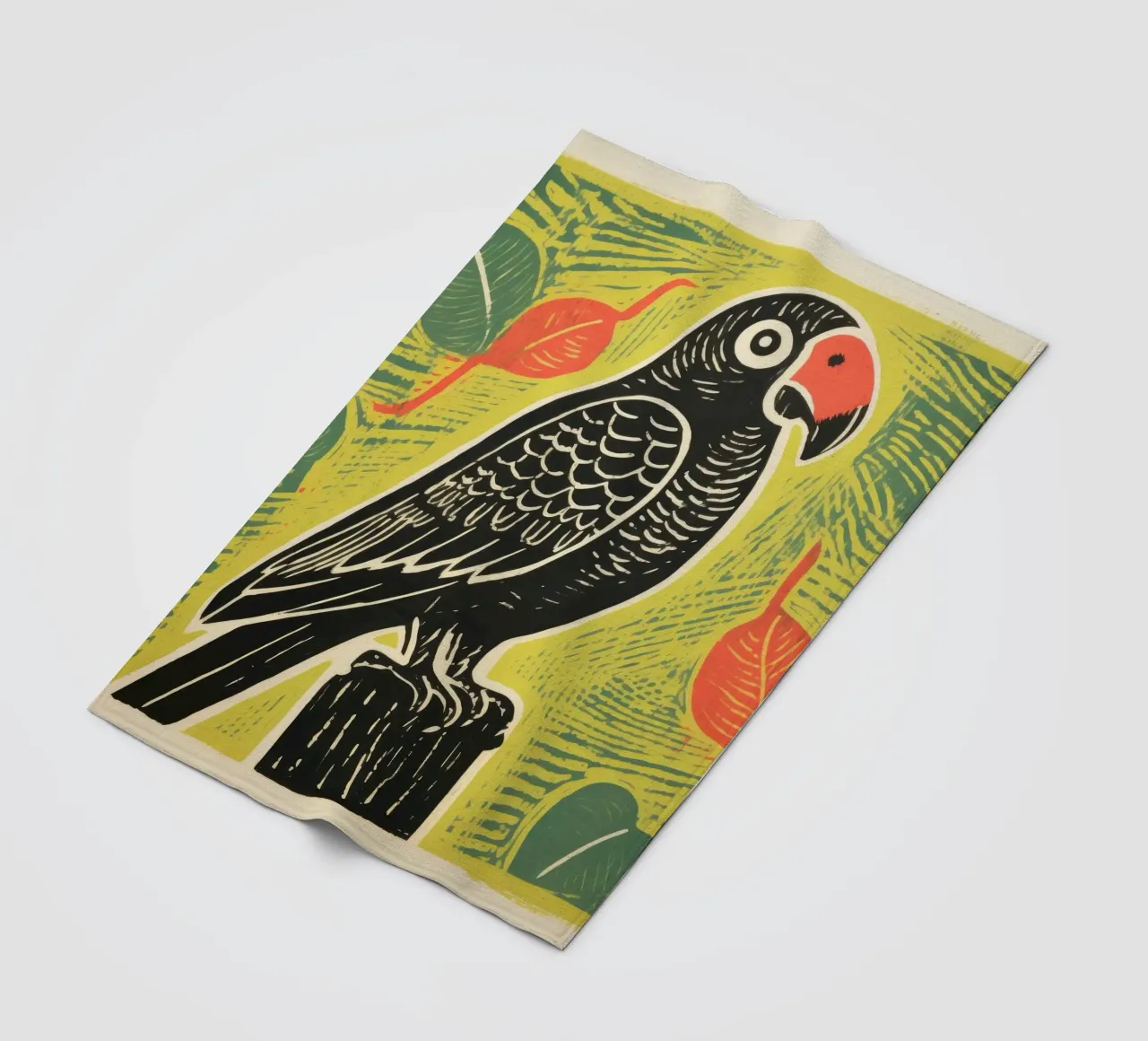 Pappagallo verde 2 coperta in pile da Minimal Animal Art