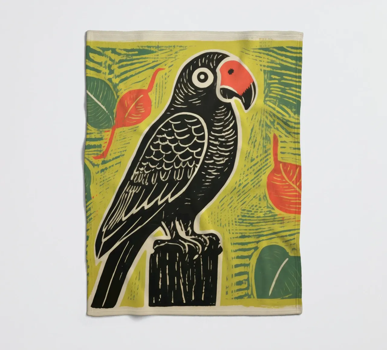 Pappagallo verde 2 coperta in pile da Minimal Animal Art