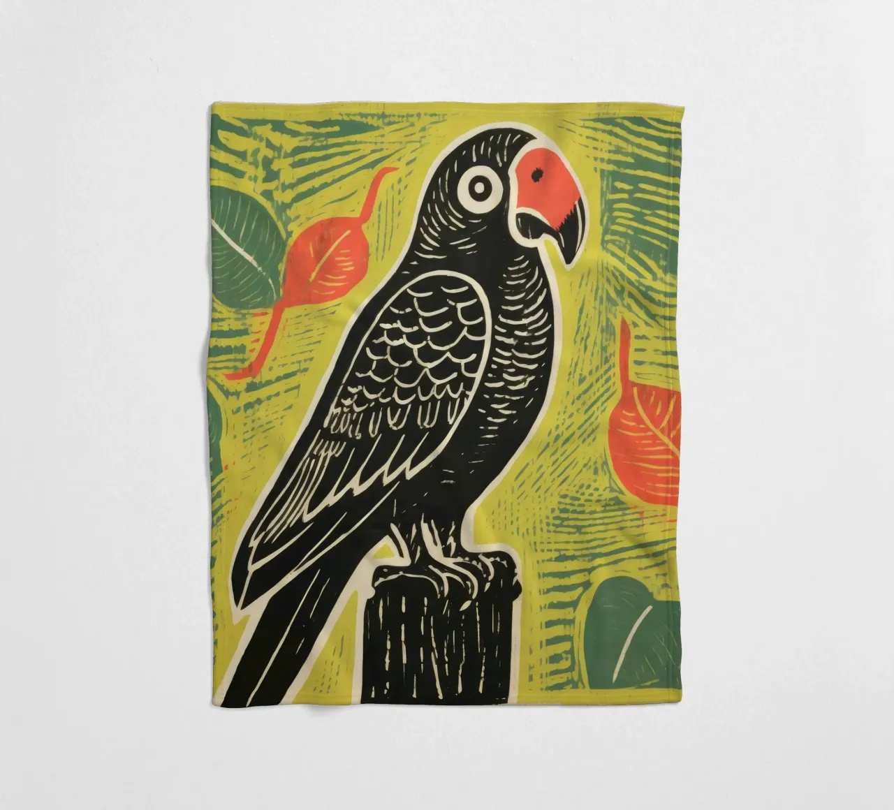 Pappagallo verde 2 coperta in pile da Minimal Animal Art