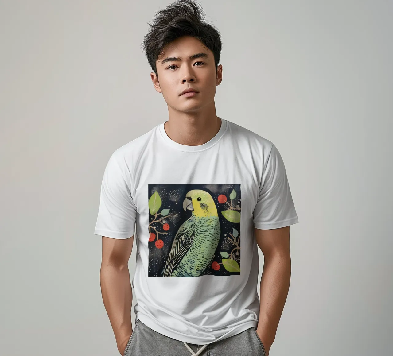 Pappagallo verde 3 t-shirt da Minimal Animal Art