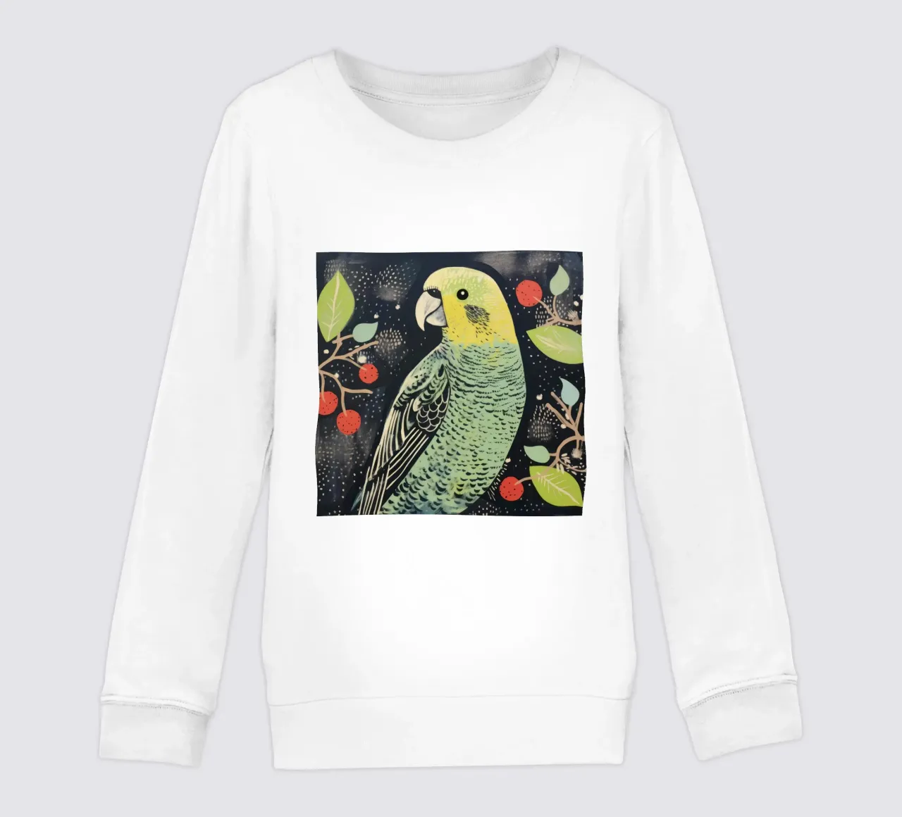 Pappagallo verde 3 felpa bambino da Minimal Animal Art