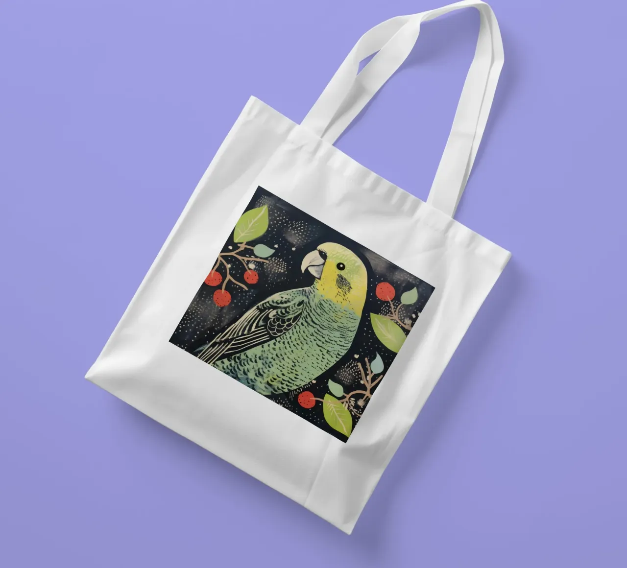 Pappagallo verde 3 borsa in juta da Minimal Animal Art
