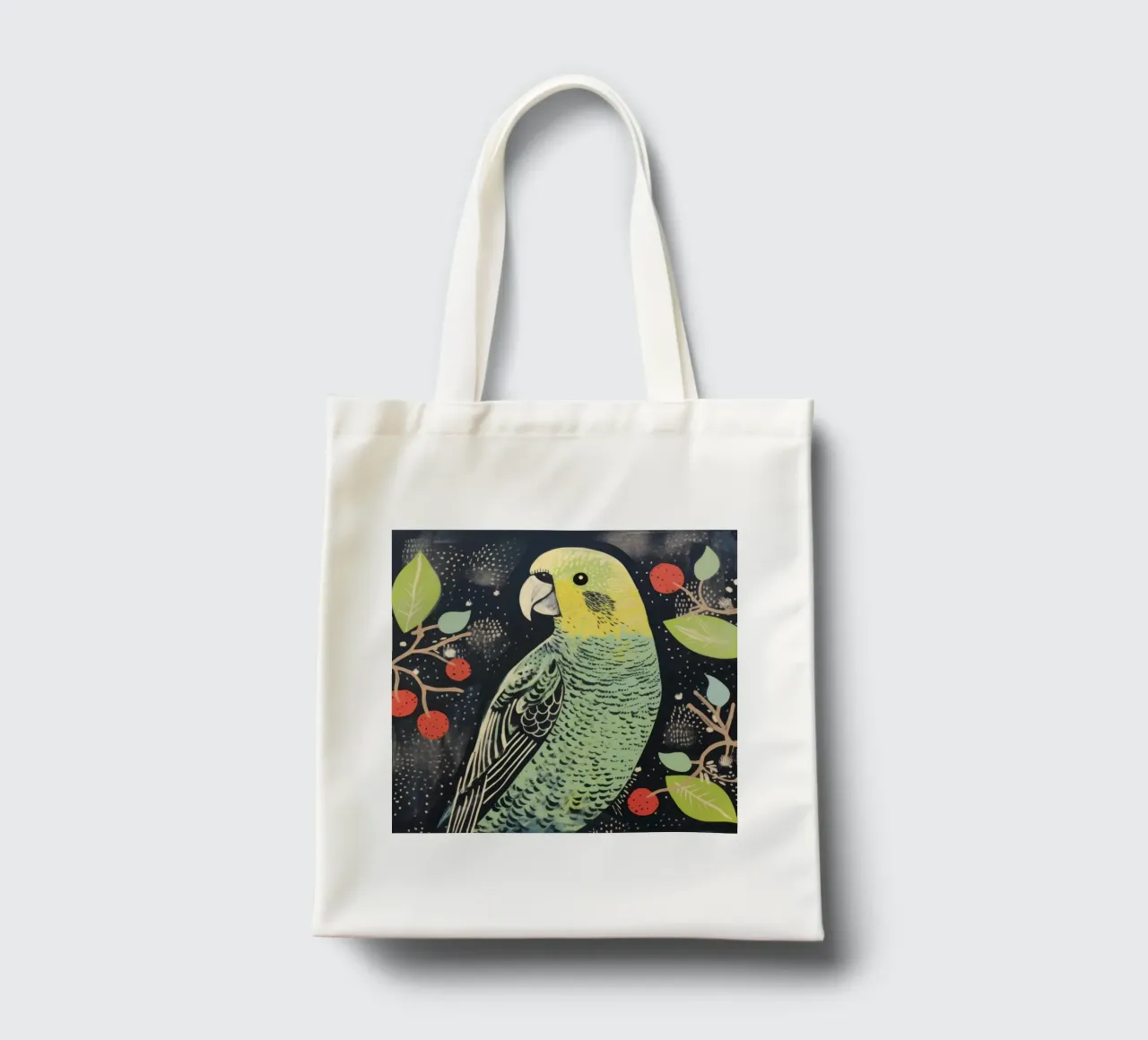 Pappagallo verde 3 borsa in juta da Minimal Animal Art