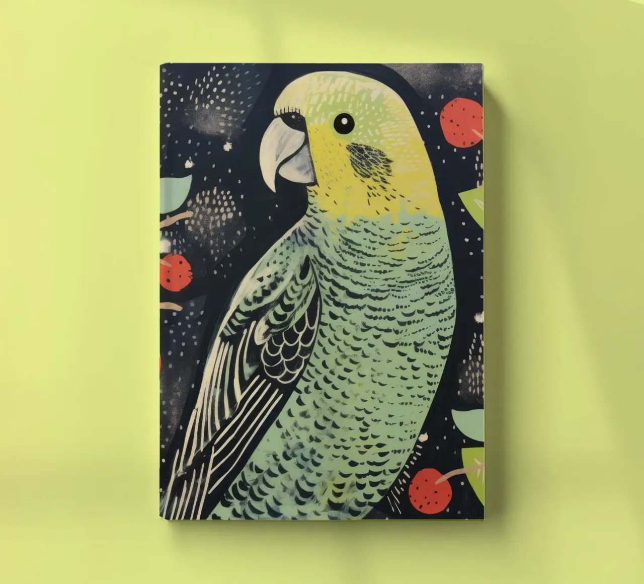 Green Parrot 3 notebook by Minimal Animal Art