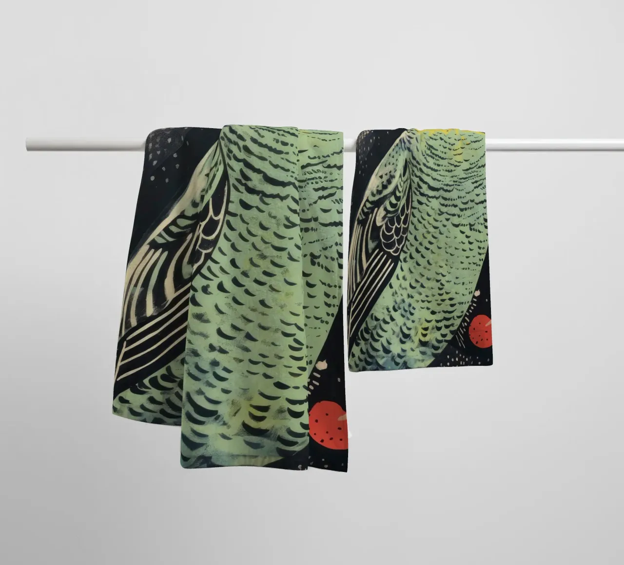 Pappagallo verde 3 asciugamano da bagno da Minimal Animal Art