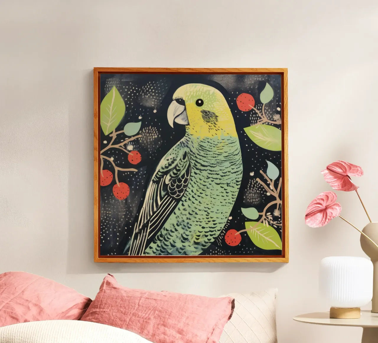 Pappagallo verde plexiglass da Minimal Animal Art