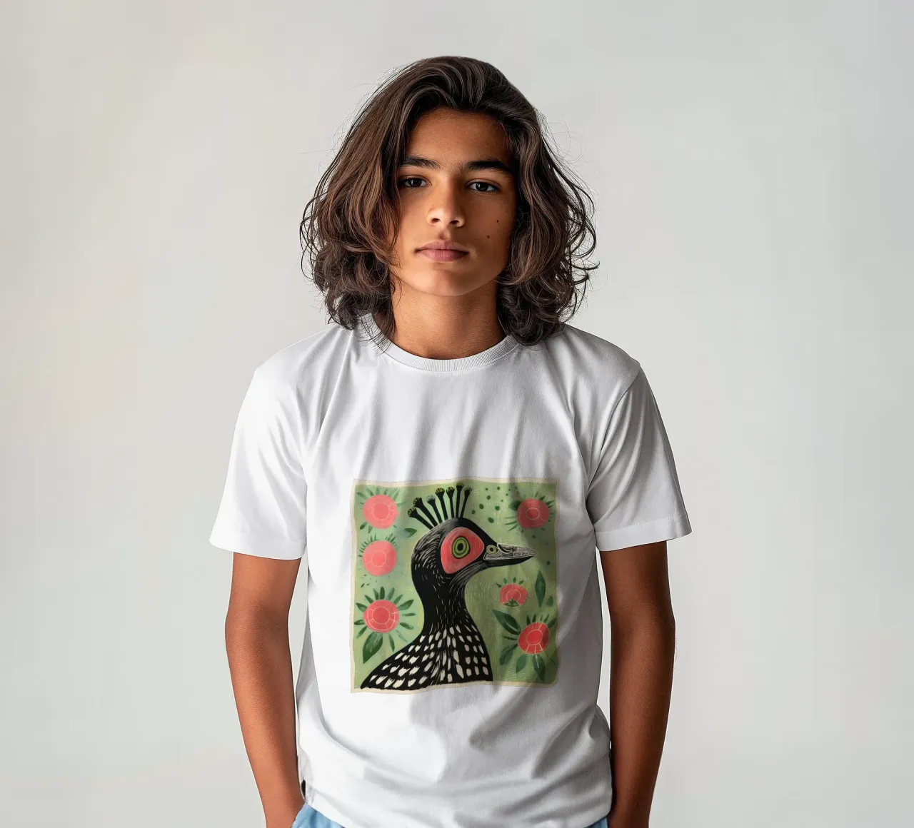 Pappagallo verde t-shirt bambini da Minimal Animal Art