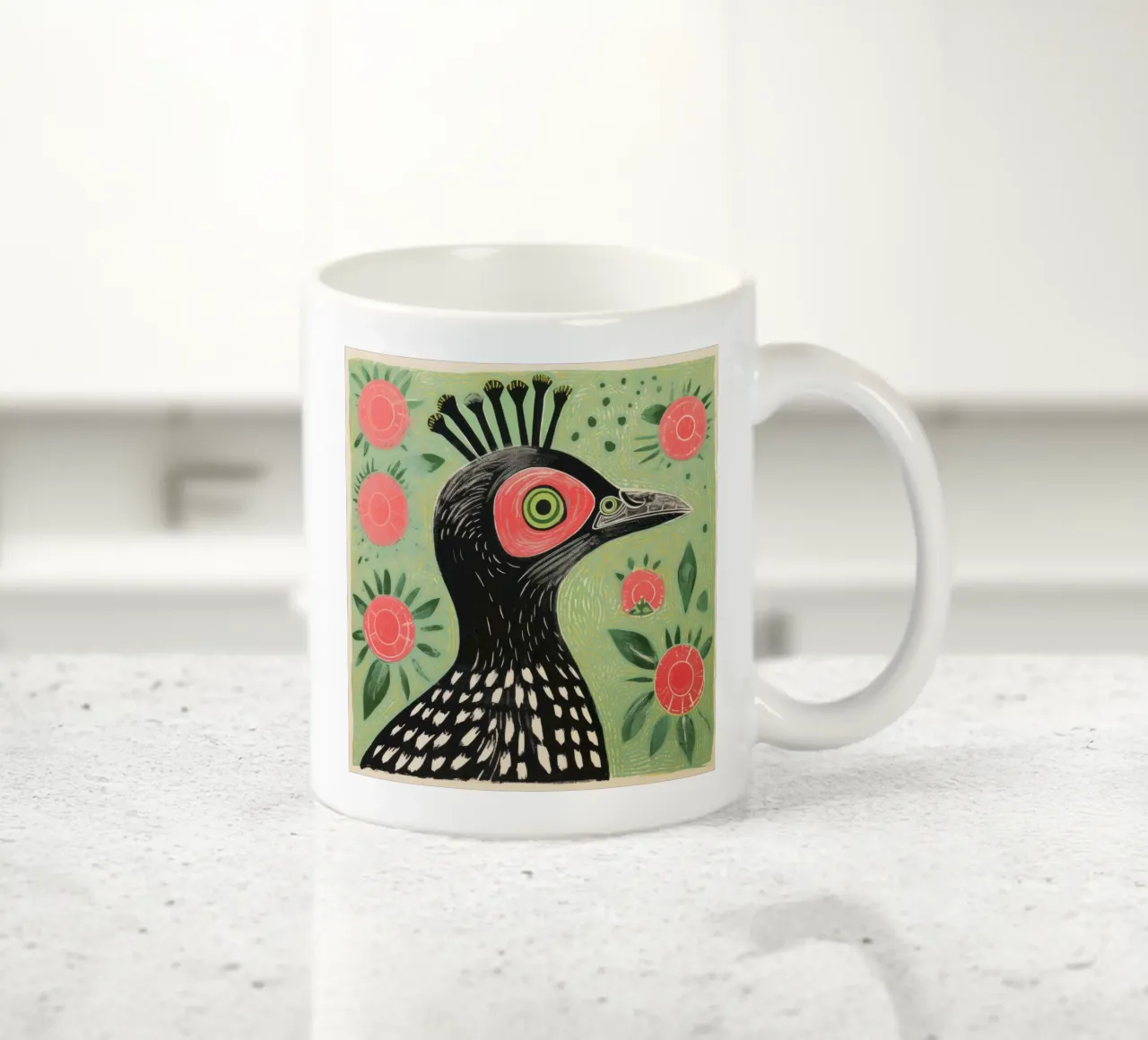 Pappagallo verde 4 tazza in ceramica da Minimal Animal Art
